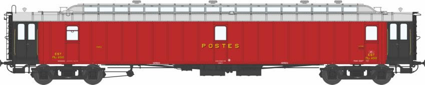 Ambulant postal OCEM PAyi 21,6 m - livrée rouge foncé - toit gris - bogie Y2 - N